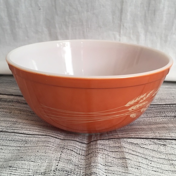 Pyrex Vintage Autumn Harvest Orange Wheat Nesting Bowl Mixing Bowl Collectible - Picture 4 of 8